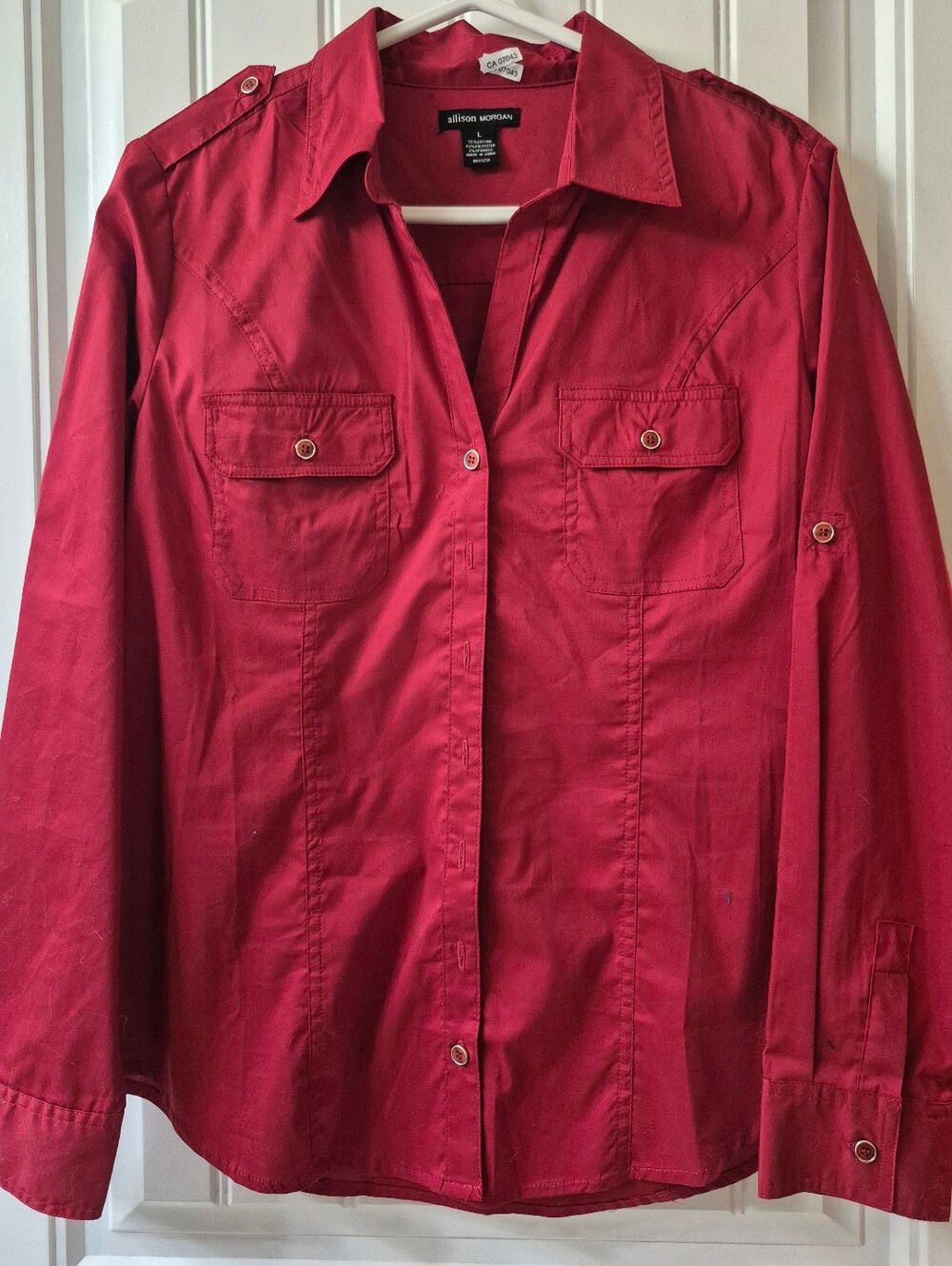 Women's Red Utility-style Button-down Allison Morgan Size Large New Without Tags